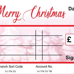 EXTRA Large Giant BLANK Cheque Happy Christmas Gift of Money Present Re Usable Can Add Anything you require with wipeable pen