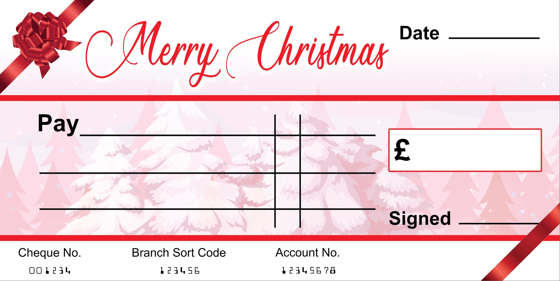 EXTRA Large Giant BLANK Cheque Happy Christmas Gift of Money Etsy