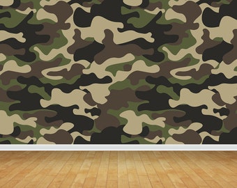 Green Army Camouflage Military Type Wallpaper Mural Bedroom Playroom Games Room Wall Backdrop Decor Scene Setter Easy Installation