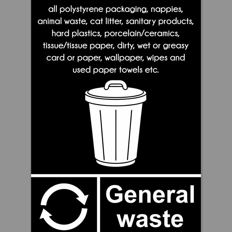 General Waste Sign - Etsy