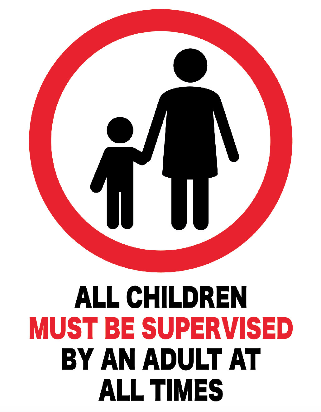 Hinweisschild „Children Must Be Accompanied By An Adult“ – Aus Aluminium (21,6 X 25,4 Cm) | Schwarz, Wetterfest
