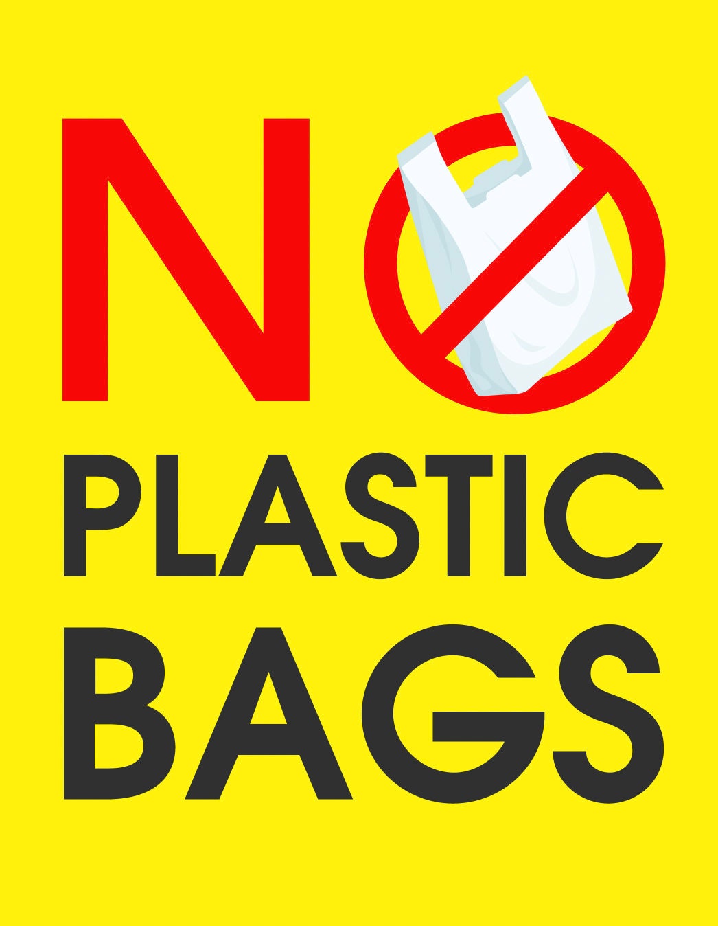 Red No Plastic Bags Bag Signage Warning Recycling Notice Etsy