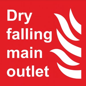 Fire Equipment Dry Falling Main Outlet Sign Adhesive External Grade Gloss Sticker Safety SQUARE Adhesive Decal 125x125mm Notice Sign