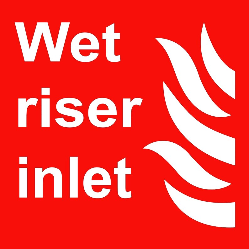 Fire Equipment Wet Riser Inlet Sign Adhesive External Grade Sticker ...