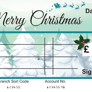 EXTRA Large Giant BLANK Cheque Happy Christmas Gift of Money Present Re Usable Can Add Anything you require with wipeable pen