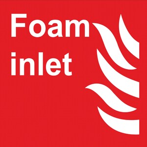 Fire Equipment Foam Inlet Sign Adhesive External Grade Gloss Sticker Safety SQUARE Adhesive Gloss Sticker Decal 125mmx125mm Notice Sign