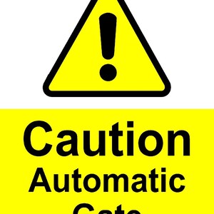 Danger Warning Caution Automatic Gate Yellow Health & Safety Business Site Notice Sign Adhesive External Sticker sign Decal 16x12.5cm or A5