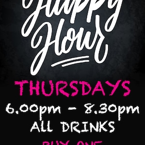 Bespoke Personalised Business Poster ANY Wording Text Added -  Happy Hour Advertising Notice Sign Advert Advertisement Signage A Sizes