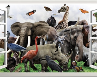 Animals Animal Zoo Safari Magic Window Wall Art Self Adhesive - Etsy Animals Animal Zoo Safari Magic Window Wall Art Self Adhesive - Etsy