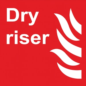 Fire Equipment Dry Riser Sign Adhesive External Grade Gloss Sticker Safety SQUARE Adhesive Gloss Sticker Decal 125mmx125mm Notice Sign