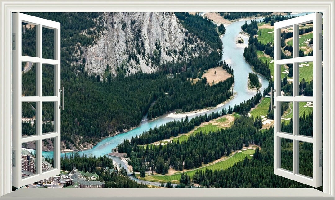 Banff Canada Scenic Scenery Magic Window Wall Art Self Adhesive Sticker ...