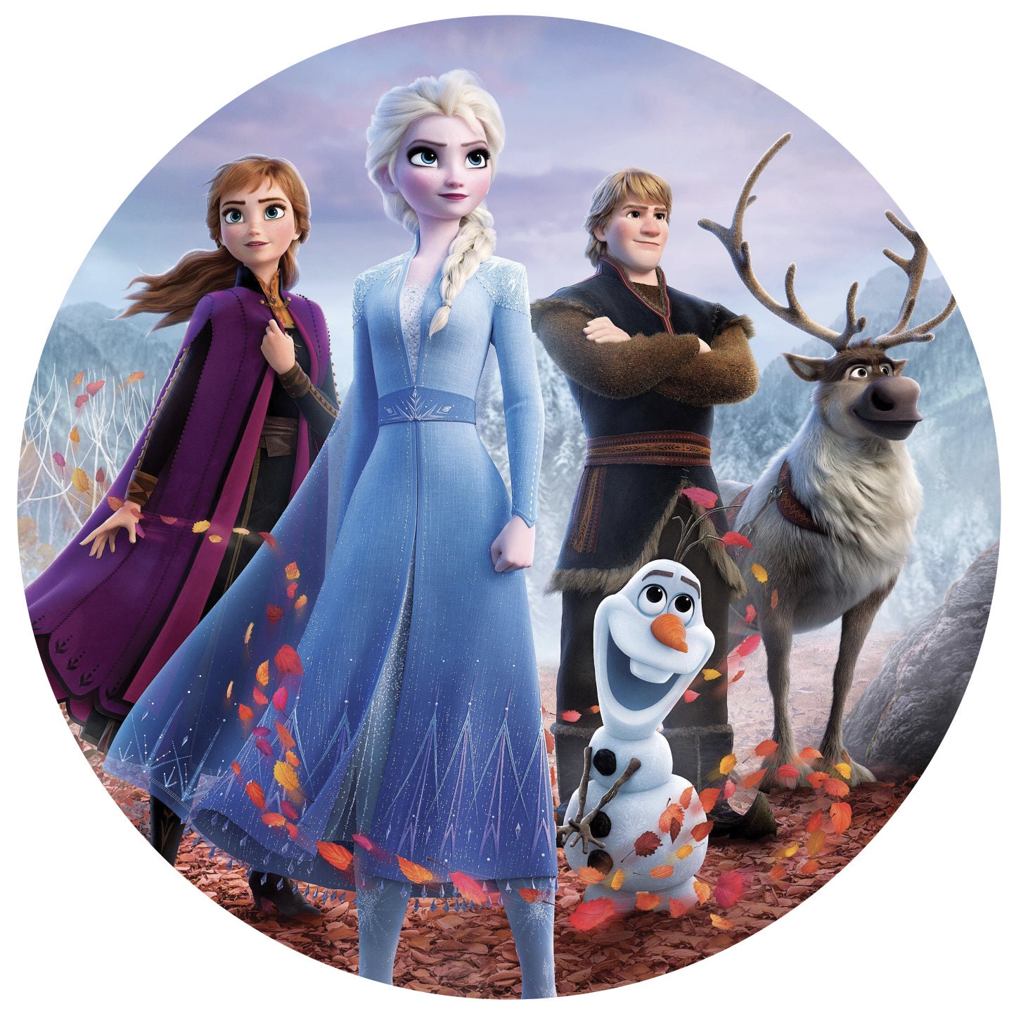 LARGE Frozen Design Round Wall Adhesive Decal Decorative Round Etsy