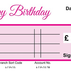 EXTRA Large Giant BLANK Cheque Happy Birthday Gift of Money Present Re Usable Can Add Anything you require with wipeable pen