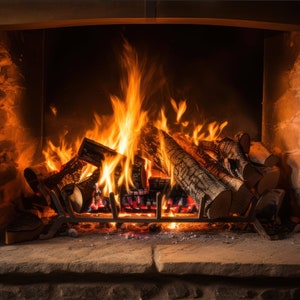 Calcomanía adhesiva con impresión gráfica para pared, diseño de Papá Noel, chimenea navideña, fondo de chimenea con fuego real, gruta, escena de Papá Noel