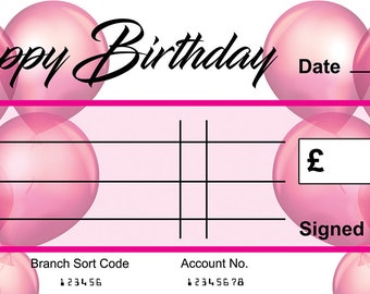 EXTRA Large Giant BLANK Cheque Happy Birthday Gift of Money Present Re Usable Can Add Anything you require with wipeable pen