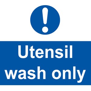 A4 size Large Utensil Wash Only Adhesive Gloss Sticker Decal Food and Safety Hygiene Restaurants Cafes Kitchen Warning Advisory Caution
