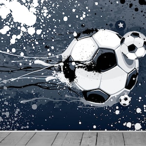 Football Theme Ball Soccer Modern Graffiti effect Wallpaper Mural Bedroom Playroom Games Room Wall Backdrop Decor Scene Setter