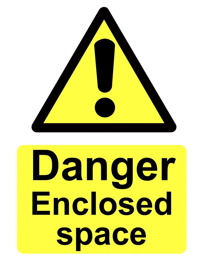 Danger Enclosed Space Yellow Health and Safety Caution Warning Notice ...