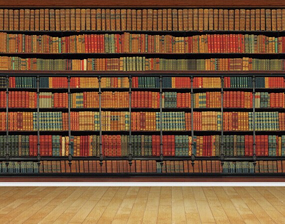 Vintage Library Wall Books Wallpaper Mural for Bedroom - Etsy