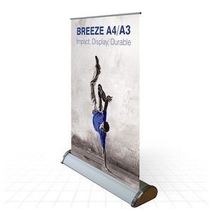 Table Top A3 or A4 Roller Stand Roll Up Display Stand With Printed Graphic Sign Display Information Pull Up Stand Exhibition Shop Display