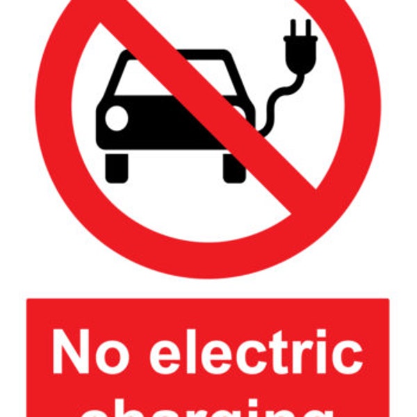 Warning No Electric Vehicle Car Charging Not Permitted Warning Red Notice Sign Self Adhesive Business Air B&B Retail Sticker 160mm x 125mm