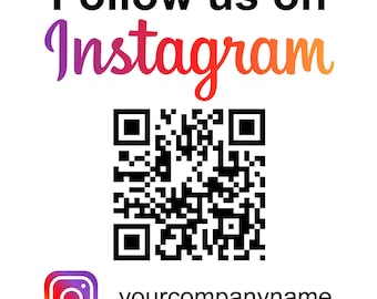 Square GLOSS External Grade Follow Us On Instagram Media Sticker Decal Business Vehicle Personalised QR Code Bespoke Any Text Company Name