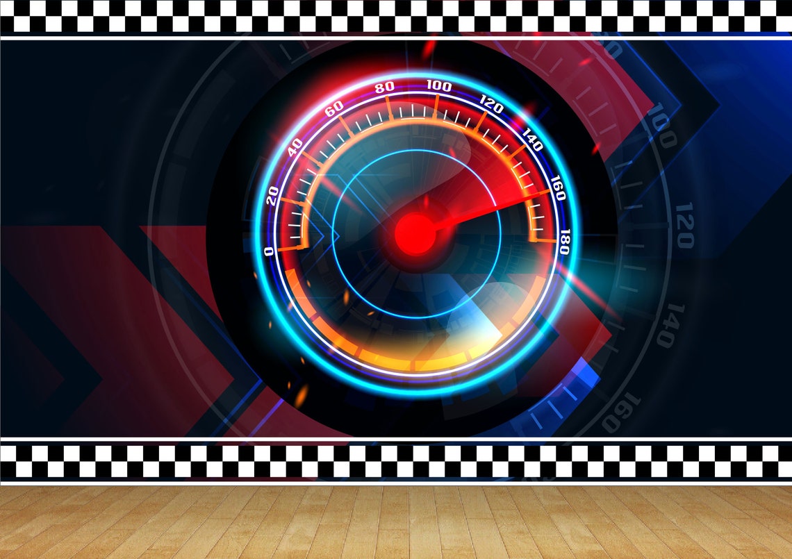 Modern Racing Speedometer Speedo Speedometer Car Modern Racing Flag Wallpaper Mural for Bedroom ...