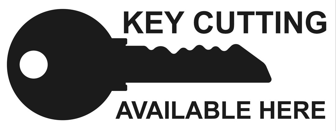 Key Available. Sign Key Cutting Available Here Retail Shop Business Notice Sign Door Window ...