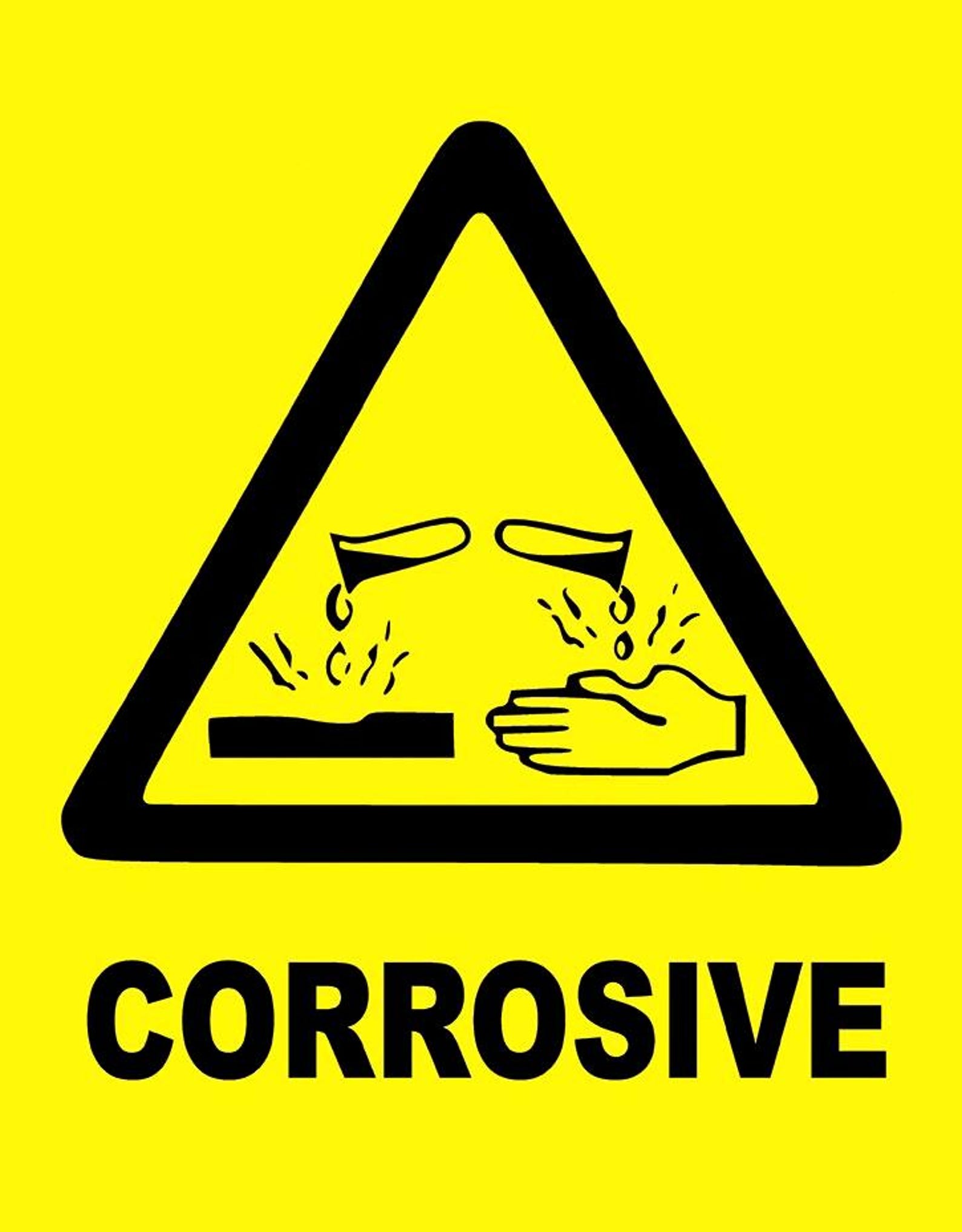 Corrosive Sign Danger Caution Yellow Warning Corrosive Business ...