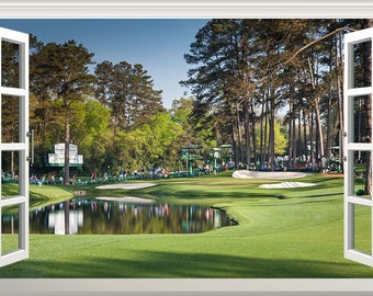 Golf Fairway Golf Course Hole Sport Magic Window Wall Art Self Adhesive Sticker Decal Print Graphic Poster Wall Design Large 1.5m or 1m