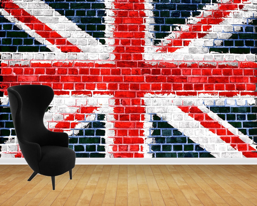 Buy Union Jack Flag UK Rustic Brick Wall Effect Wallpaper Mural Wall ...