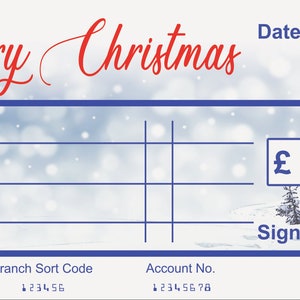 EXTRA Large Giant BLANK Cheque Happy Christmas Gift of Money Present Re Usable Can Add Anything you require with wipeable pen