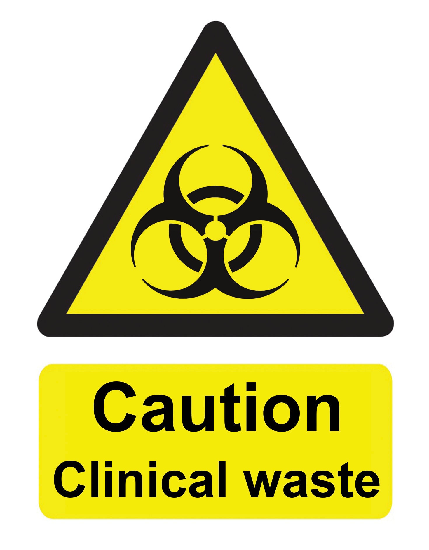 Danger Warning Clinical Waste Business Yellow Health & Safety Notice Sign Self Adhesive Gloss Sticker sign 160mm x 125mm