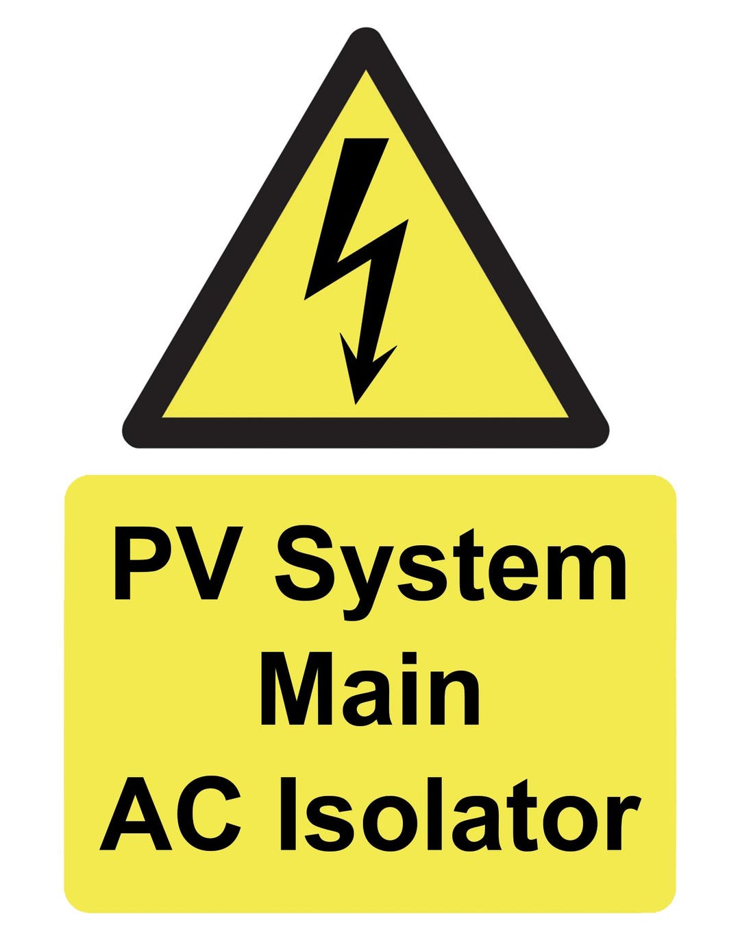 Pv Inverter Sign PV System Main AC Isolator Electrical Electricity Yellow Warning ...