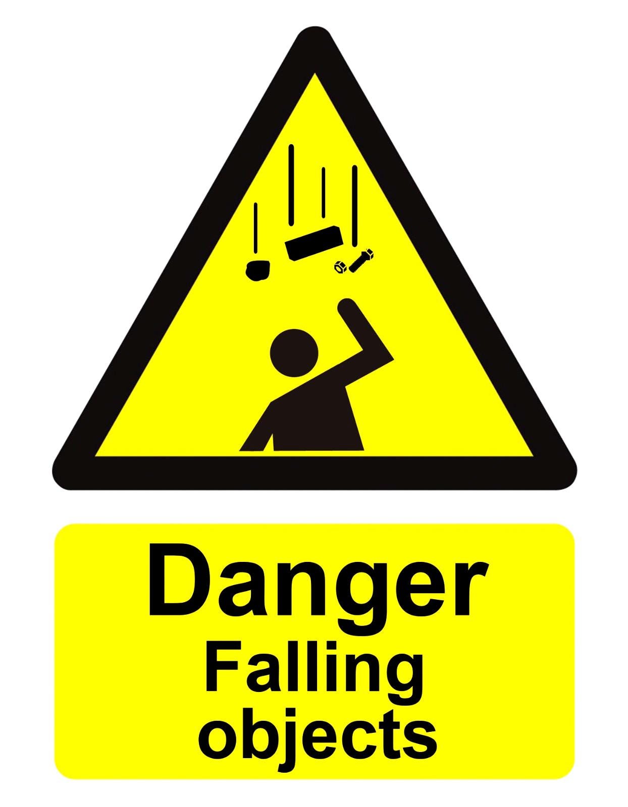 Object Warning Sign Danger Caution Falling Objects Warning Yellow Notice Sign Self Adhesive ...