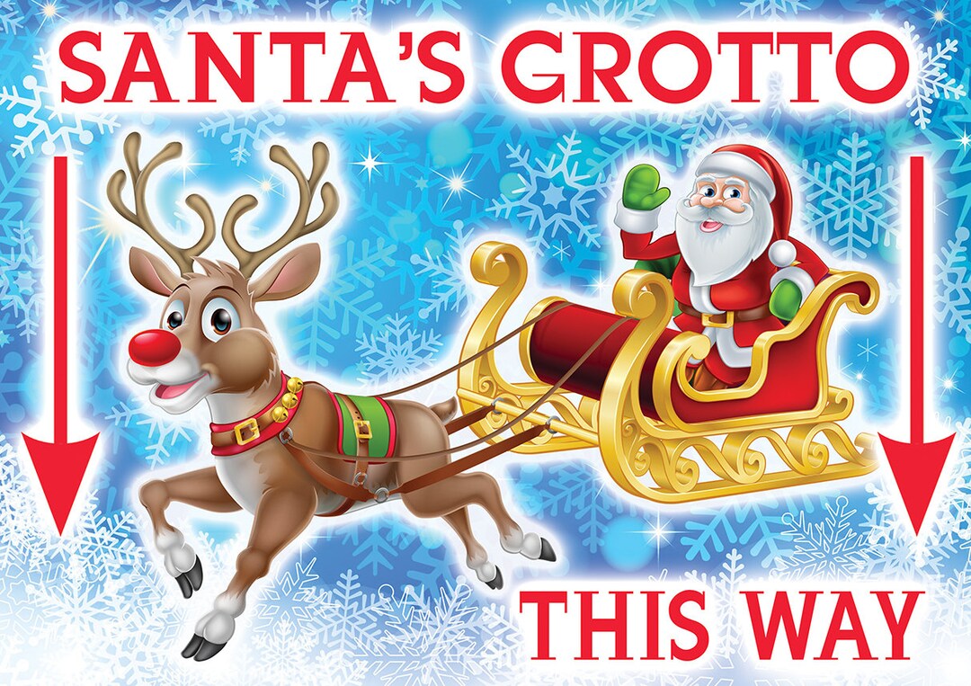 Santa's Santa Father Christmas Grotto Sign Directional Direction Shop ...