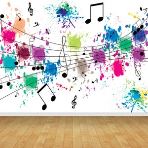 Modern Music Room Notes Wallpaper Mural For Bedroom Playroom Music Room Wall Decor Various Size Options Fit With Standard Wallpaper Paste