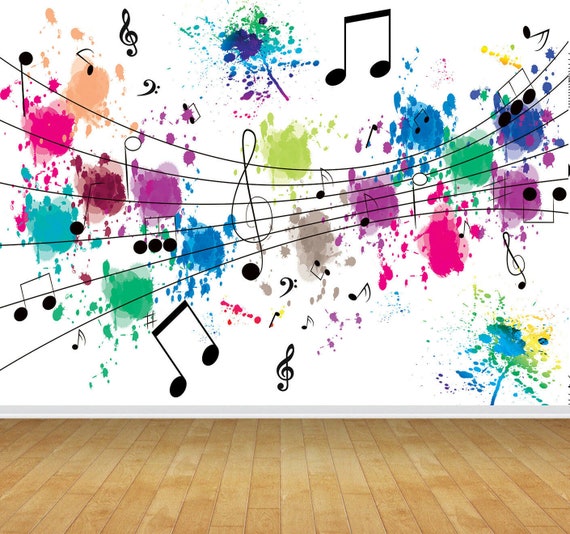 Modern Music Room Notes Wallpaper Mural for Bedroom Playroom - Etsy Finland Modern Music Room Notes Wallpaper Mural for Bedroom Playroom - Etsy Finland