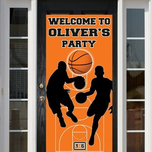 Basketball Hoop Sport Themed Any Text Personalised Name Door Sign Banner Party is Here etc Birthday Event Banner Decor Front Door