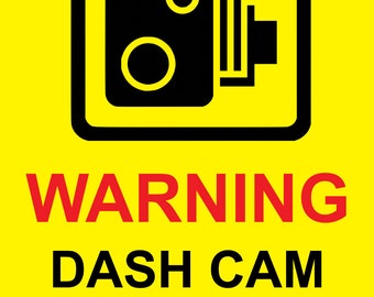 Dieses Fahrzeug ist ausgestattet Dash Cam Recorder Dashcam Gelb Hinweis Schild Selbstklebend Glanz Aufkleber Abziehbild Zeichen 160mm x 125mm Externe Grade