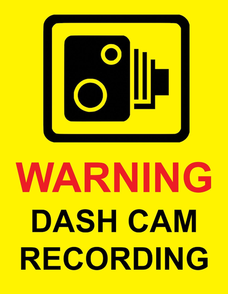 This Vehicle is Fitted Dash Cam Recorder Dashcam Yellow Notice Sign ...