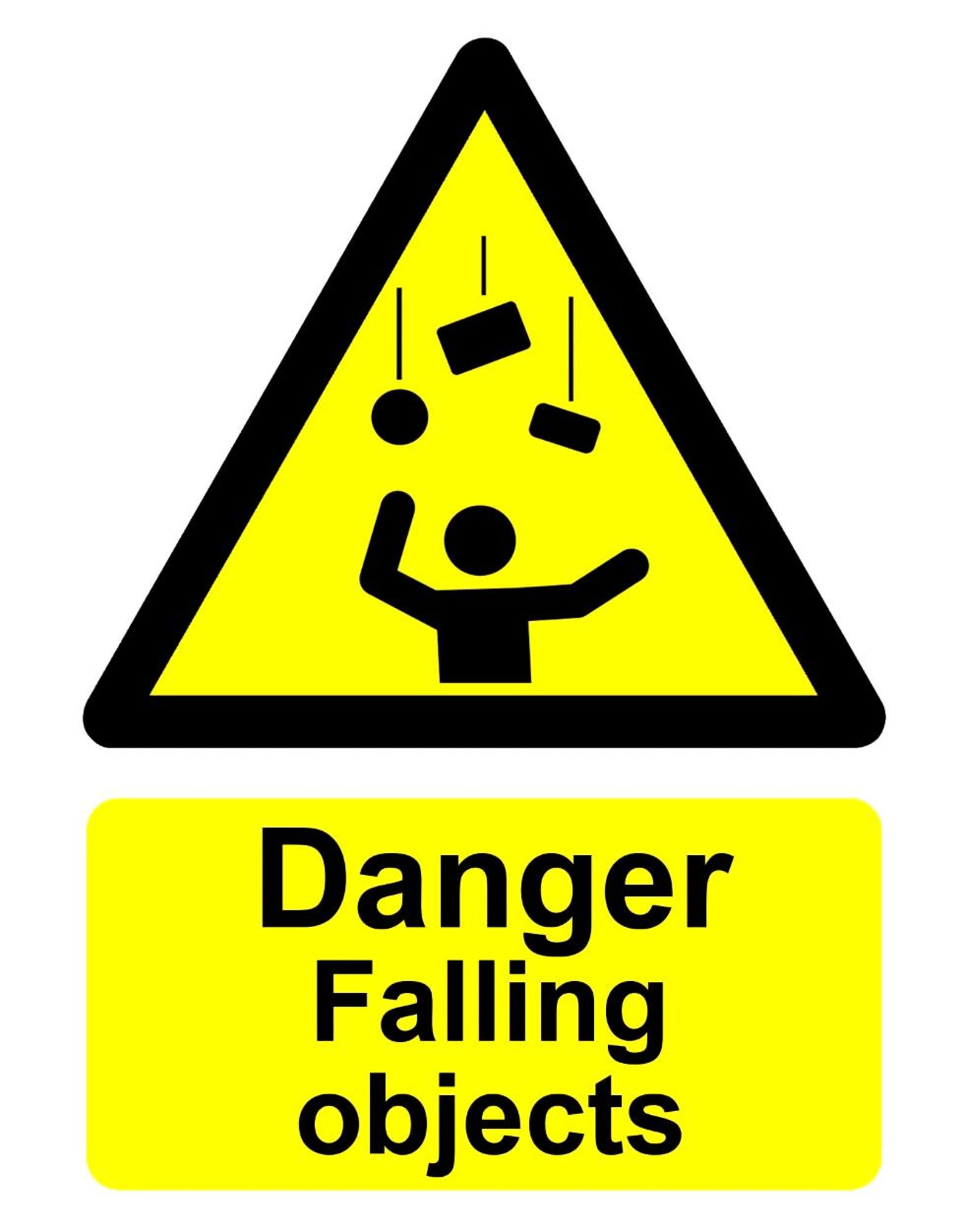 Danger Falling Objects Warning Yellow Health and Safety Business Etc ...