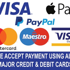 Grote en kleine posters Creditcard Visa Mastercard Maestro Electron enz. Kaartbetalingen worden hier geaccepteerd
