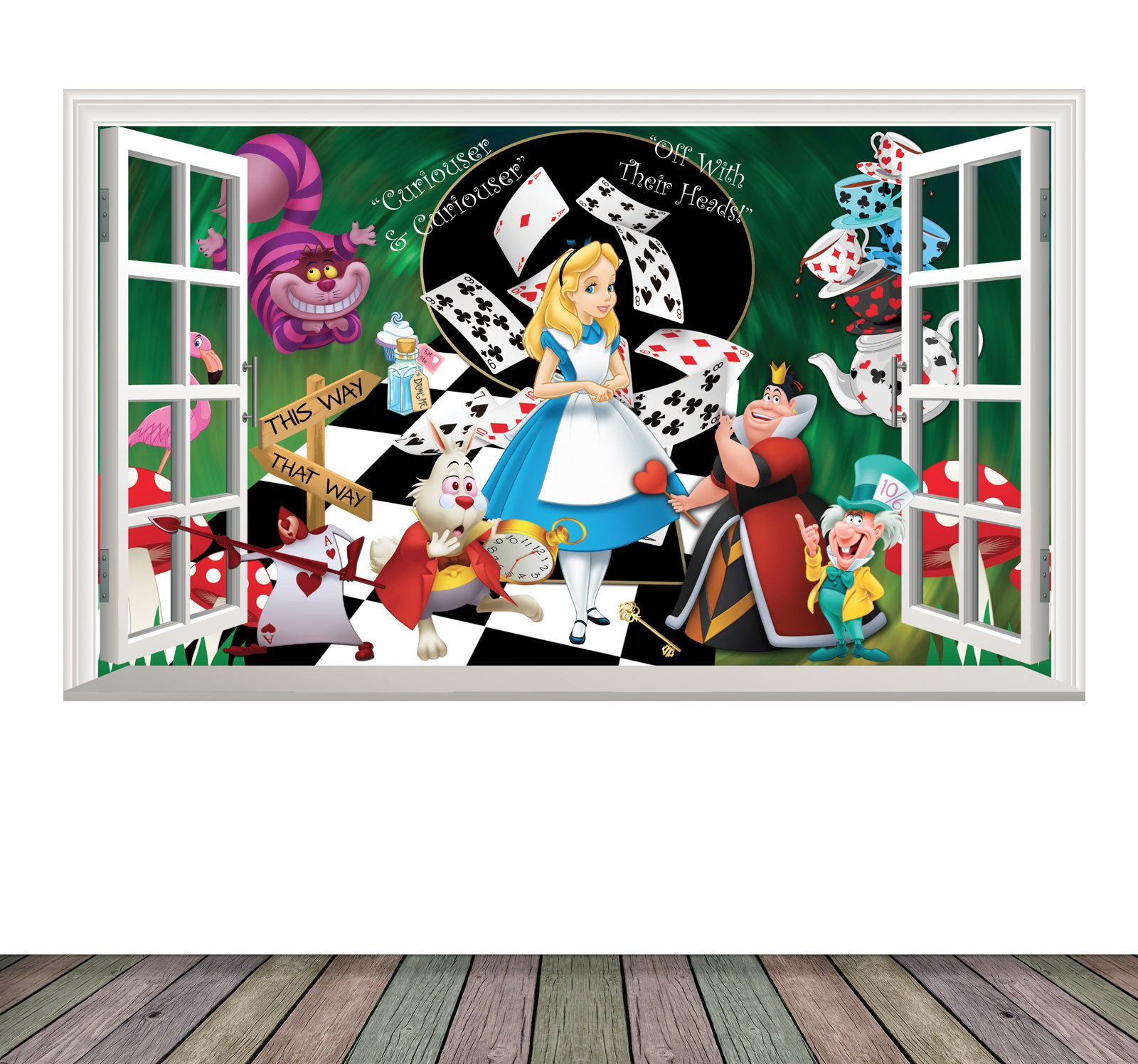 Alice In Wonderland 3D Magic Window Wall Smash Art Self Adhesive Vinyl V300* 