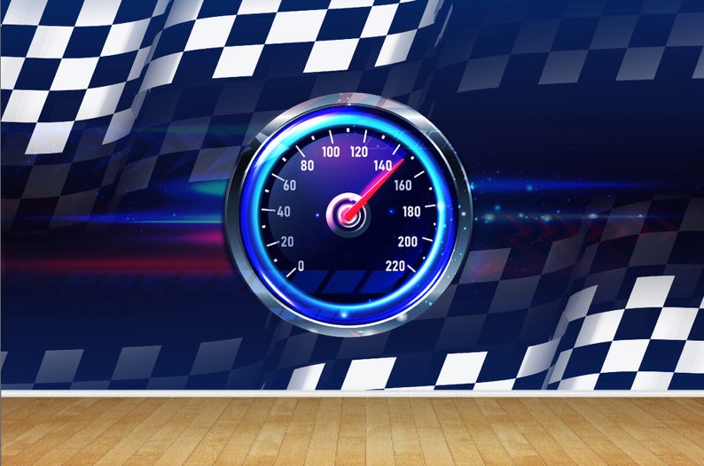 Modern Racing Speedometer Speedo Speedometer Car Modern Racing Flag Wallpaper Mural for Bedroom ...