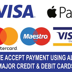 Grote en kleine posters Creditcard Visa Mastercard Maestro Electron enz. Kaartbetalingen worden hier geaccepteerd