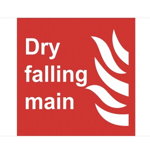 Fire Equipment Dry Falling Main Sign Adhesive External Grade Gloss Sticker Safety SQUARE Adhesive Gloss Sticker Decal 125x125mm Notice Sign