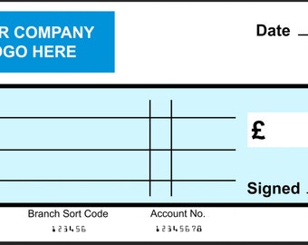 EXTRA Large Giant BLANK Cheque Personalised Bespoke Check Charity Presentation Fundraising Press Re Usable ANY logo added to design