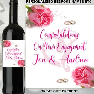 Bespoke Name ANY text Wedding Engagement Special Anniversary Present Wine Bottle Alcohol Adhesive Quality Label Sticker Decal Present Gift