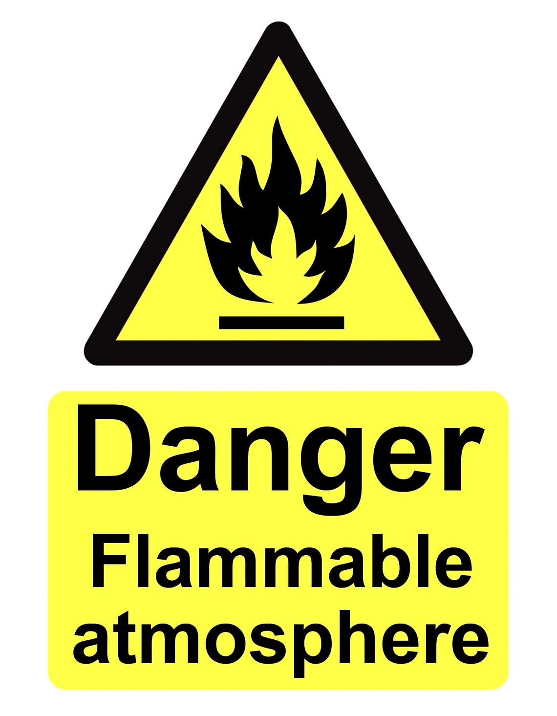 Danger Flammable Atmosphere Fire Health & Safety Yellow Notice Sign ...